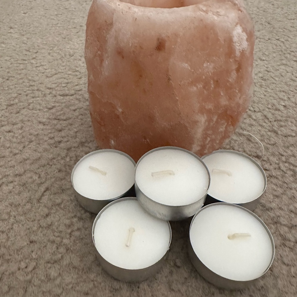 Himalayan Salt Candle Holder with 5 Tealight Candles Included - Picture 3 of 8